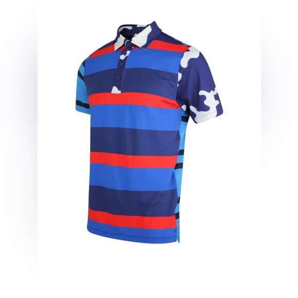 G/Fore Men’s Red,White & Blue Camo And Striped Polo Shirt-Various Sizes NWT🇺🇸 - Picture 2 of 11